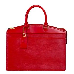 Authentic LV Red Epi Riviera with Matching luggage name tag